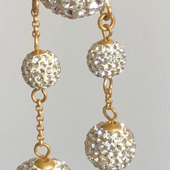 KATE SPADE Razzle Dazzle Gold Asymmetric Pave Crystal Ball Drop Earrings - Picture 2 of 5